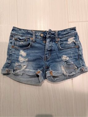 American Eagle Outfitters Distressed Light Blue Denim Cutoff Shorts